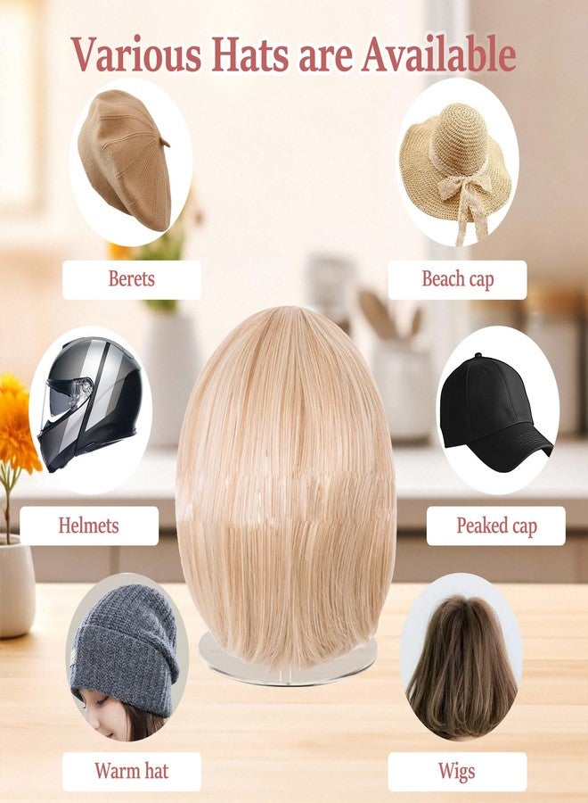 Yitexin Acrylic Clear Wig Stand for Hair Styling Display, Non-Slip Hat Rack Holder Organizer, Mannequin Head for Wigs Baseball Caps Cowboy Women (Transparent) - Image 4